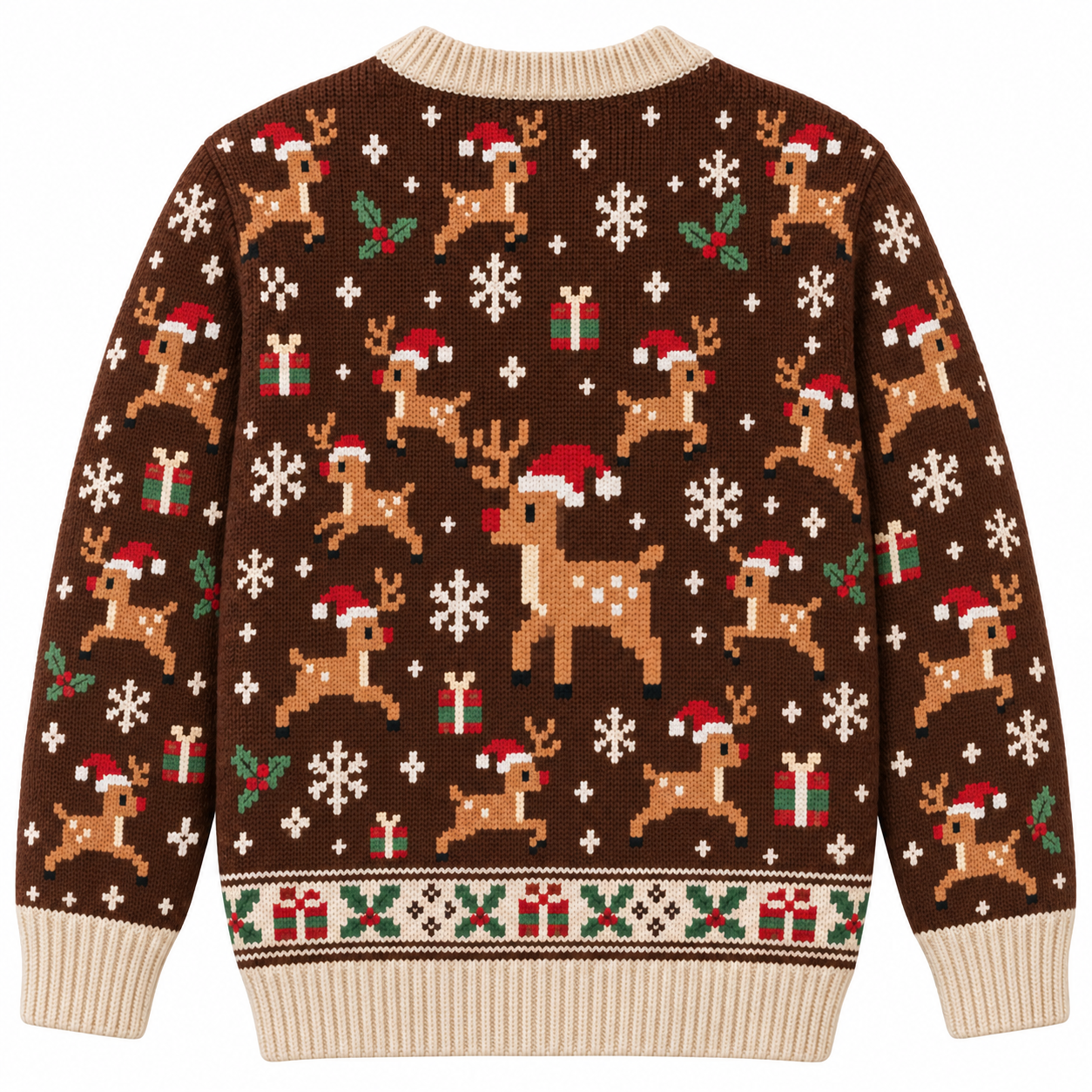 [popular-sweater:PX-14-07:back] 8 Bit Christmas Reindeer Ugly Christmas Sweatshirt - Back view