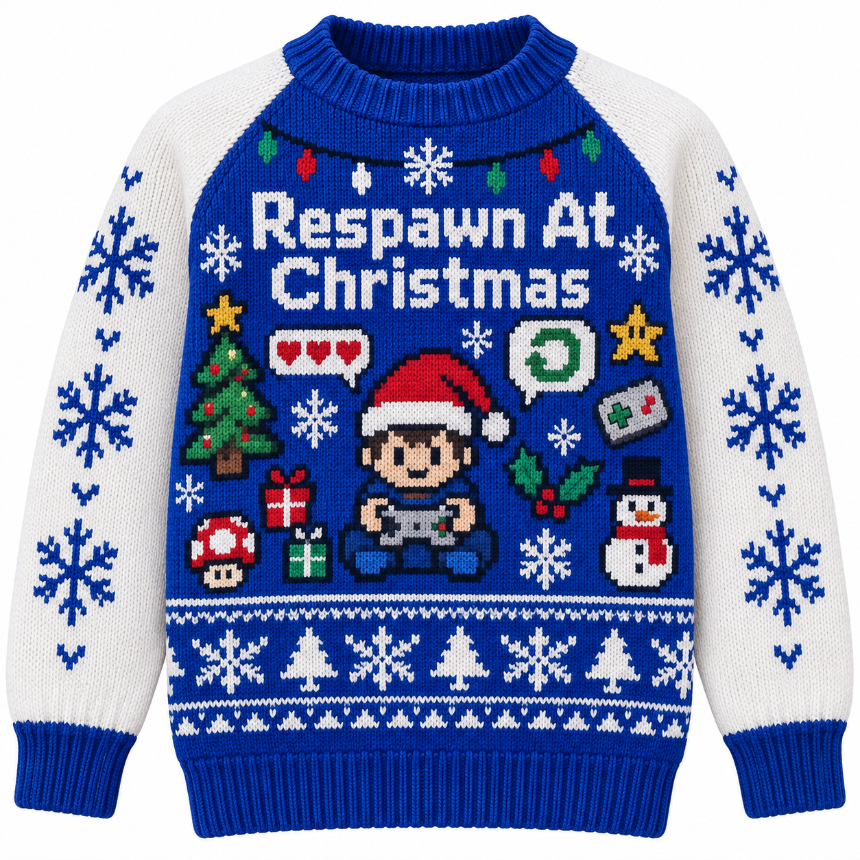 [popular-sweater:PX-14-08:front] Respawn At Christmas Ugly Christmas Sweatshirt - Front view