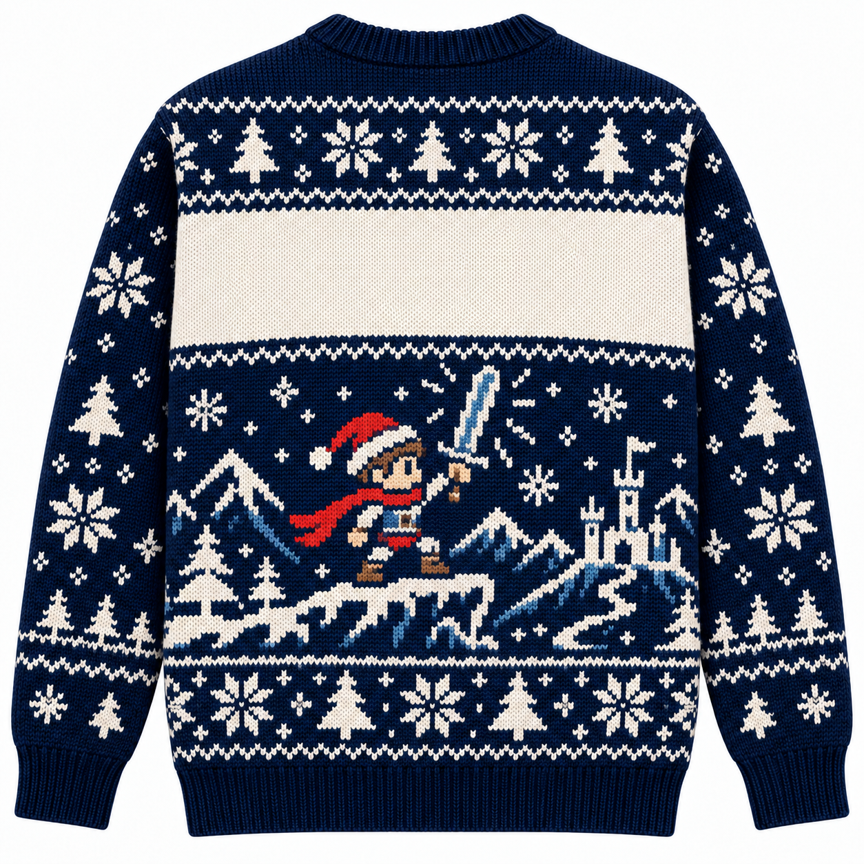 [popular-sweater:PX-14-11:back] Christmas Quest Pixel Sword Ugly Christmas Sweatshirt - Back view