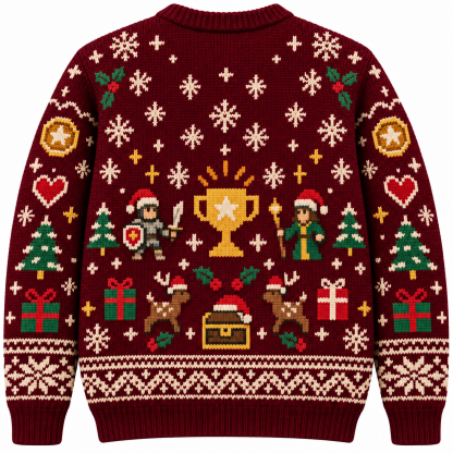 [popular-sweater:PX-14-12:back] Achievement Unlocked Christmas Ugly Christmas Sweatshirt - Back view