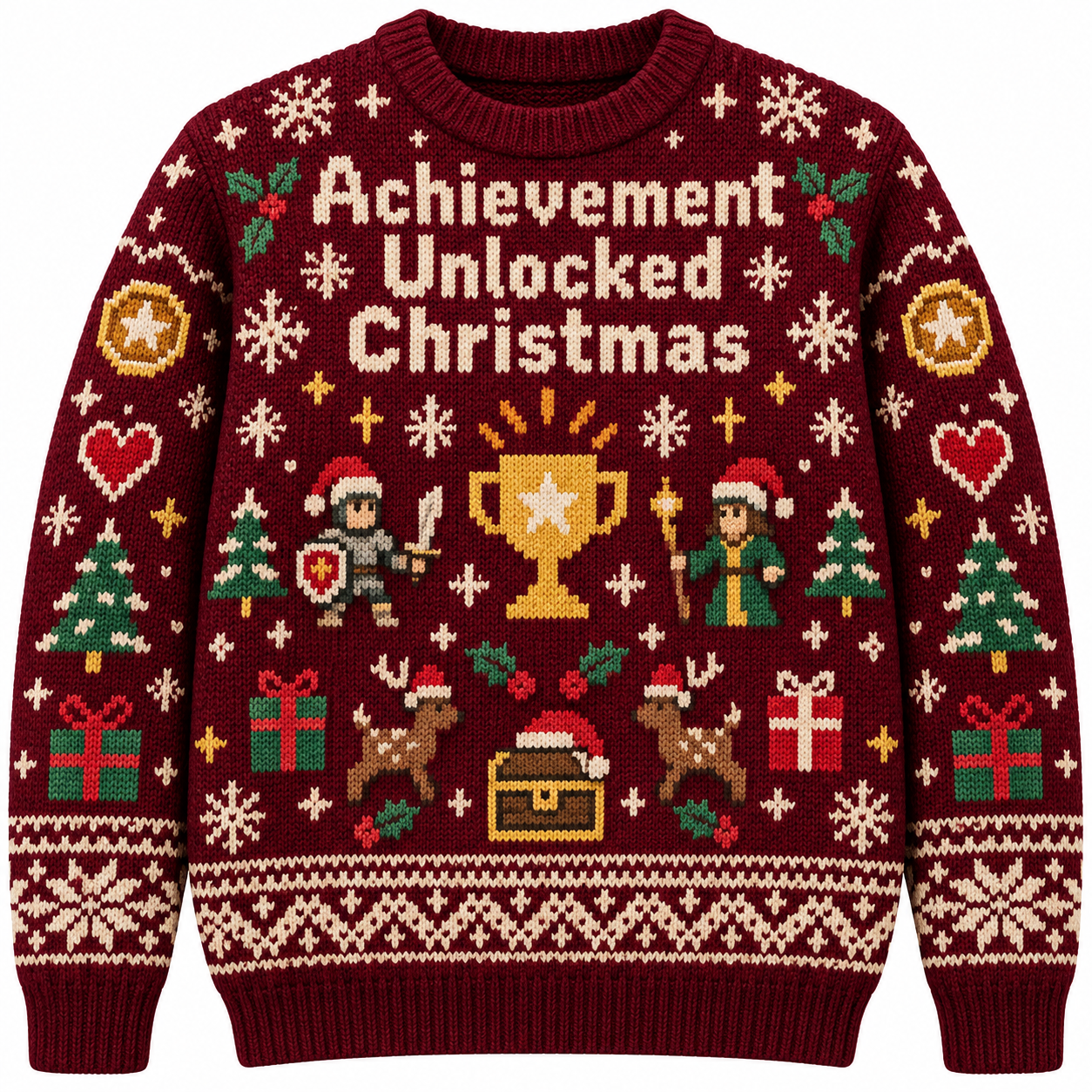 [popular-sweater:PX-14-12:front] Achievement Unlocked Christmas Ugly Christmas Sweatshirt - Front view