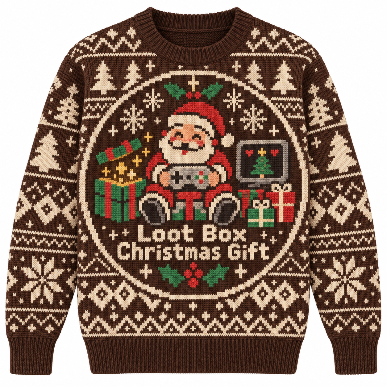 [popular-sweater:PX-14-15:front] Loot Box Christmas Gift Ugly Christmas Sweatshirt - Front view