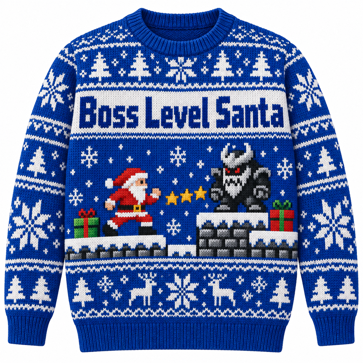 [popular-sweater:PX-14-16:front] Boss Level Santa Ugly Christmas Sweatshirt - Front view