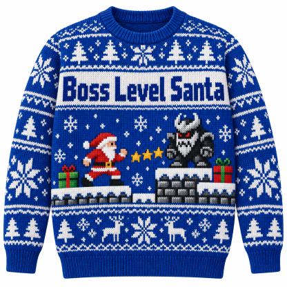 [popular-sweater:PX-14-16:front] Boss Level Santa Ugly Christmas Sweatshirt - Front view