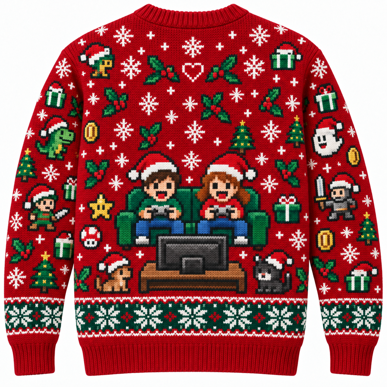 [popular-sweater:PX-14-17:back] Couch Coop Christmas Ugly Christmas Sweatshirt - Back view