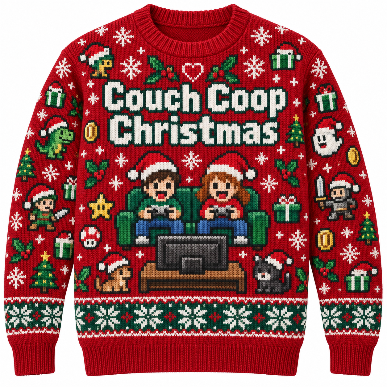 [popular-sweater:PX-14-17:front] Couch Coop Christmas Ugly Christmas Sweatshirt - Front view