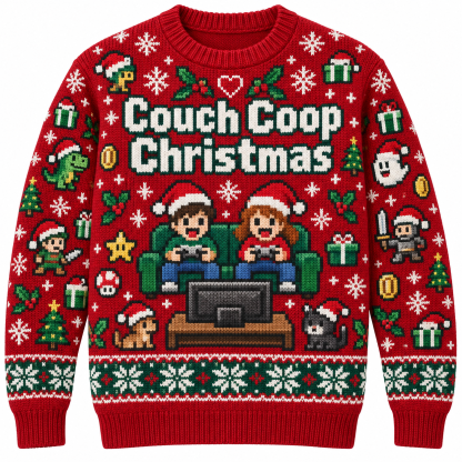 [popular-sweater:PX-14-17:front] Couch Coop Christmas Ugly Christmas Sweatshirt - Front view