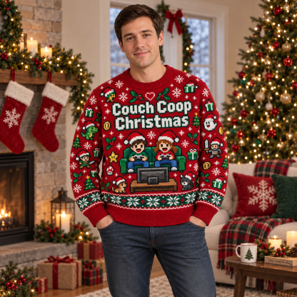 [popular-sweater:PX-14-17:male] Couch Coop Christmas Ugly Christmas Sweatshirt - Male view