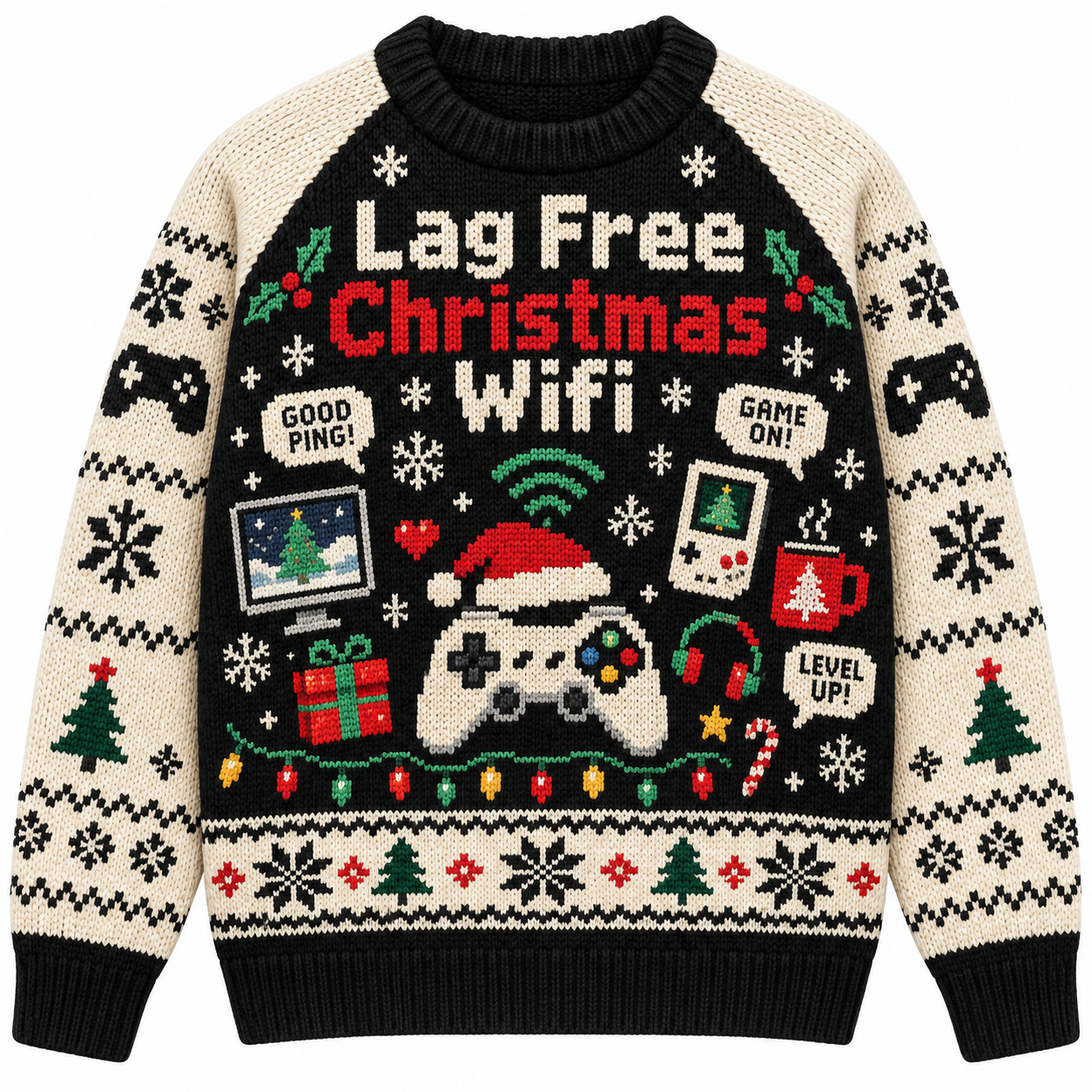 [popular-sweater:PX-14-18:front] Lag Free Christmas Wifi Ugly Christmas Sweatshirt - Front view