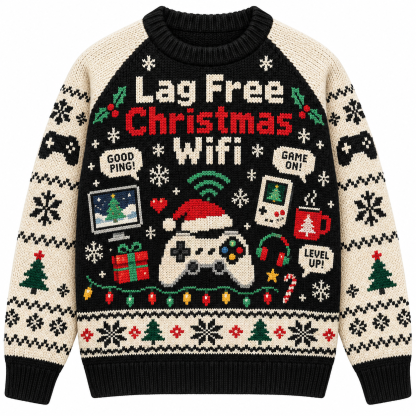 [popular-sweater:PX-14-18:front] Lag Free Christmas Wifi Ugly Christmas Sweatshirt - Front view