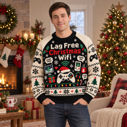 [popular-sweater:PX-14-18:male] Lag Free Christmas Wifi Ugly Christmas Sweatshirt - Male view