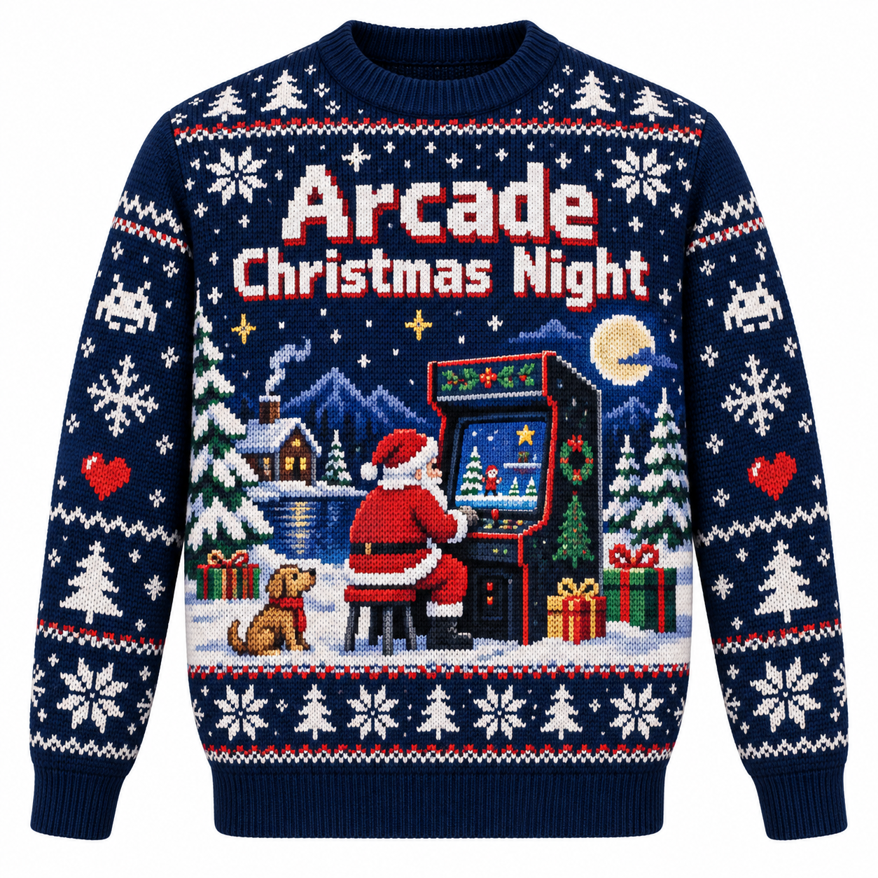 [popular-sweater:PX-14-19:front] Arcade Christmas Night Ugly Christmas Sweatshirt - Front view