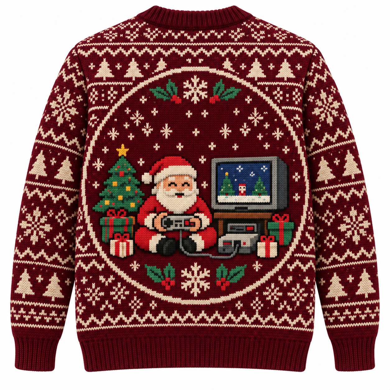 [popular-sweater:PX-14-20:back] Retro Console Christmas Ugly Christmas Sweatshirt - Back view