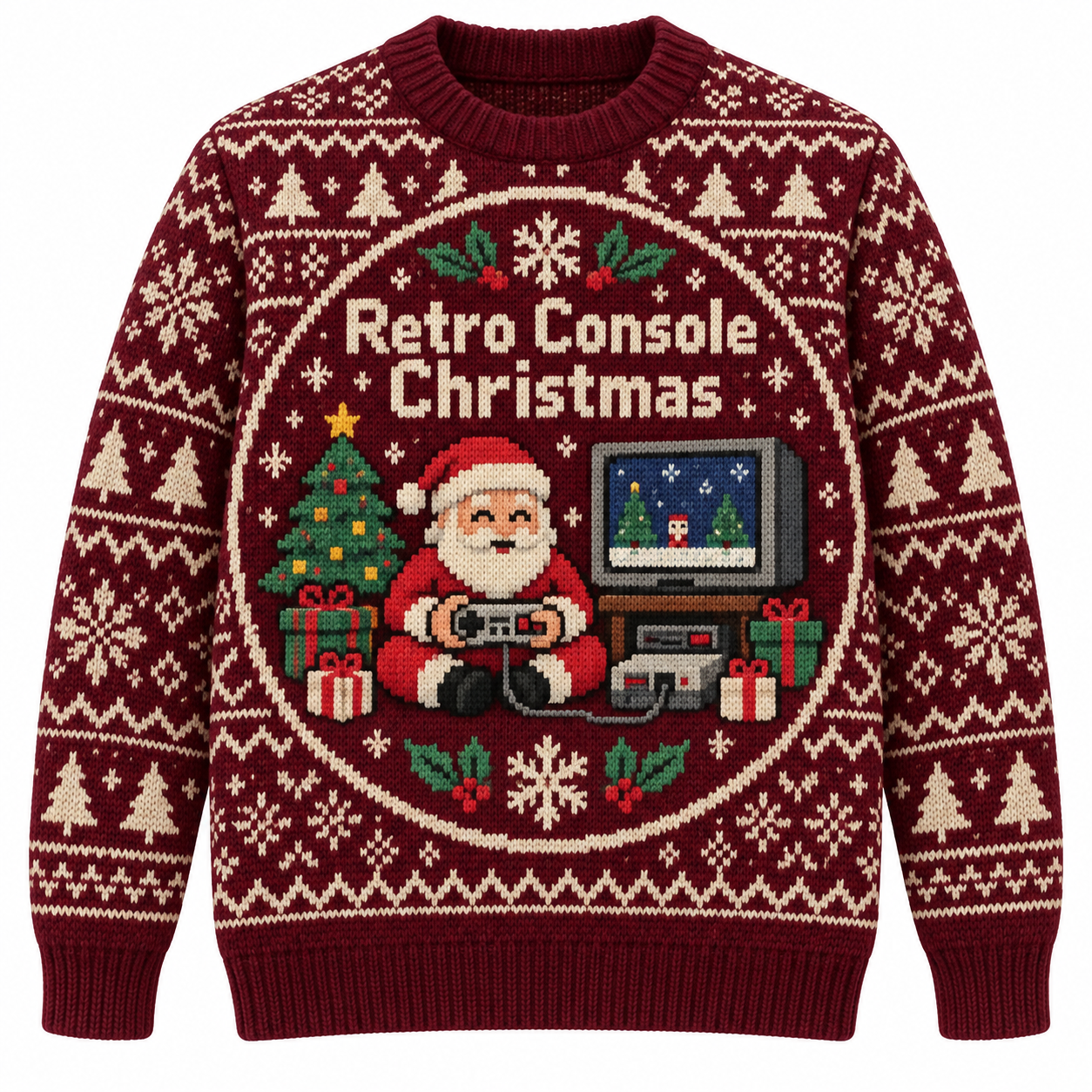 [popular-sweater:PX-14-20:front] Retro Console Christmas Ugly Christmas Sweatshirt - Front view