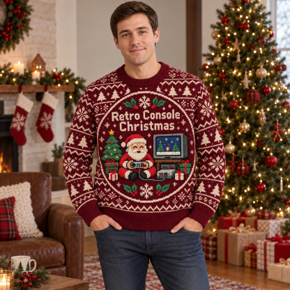 [popular-sweater:PX-14-20:male] Retro Console Christmas Ugly Christmas Sweatshirt - Male view