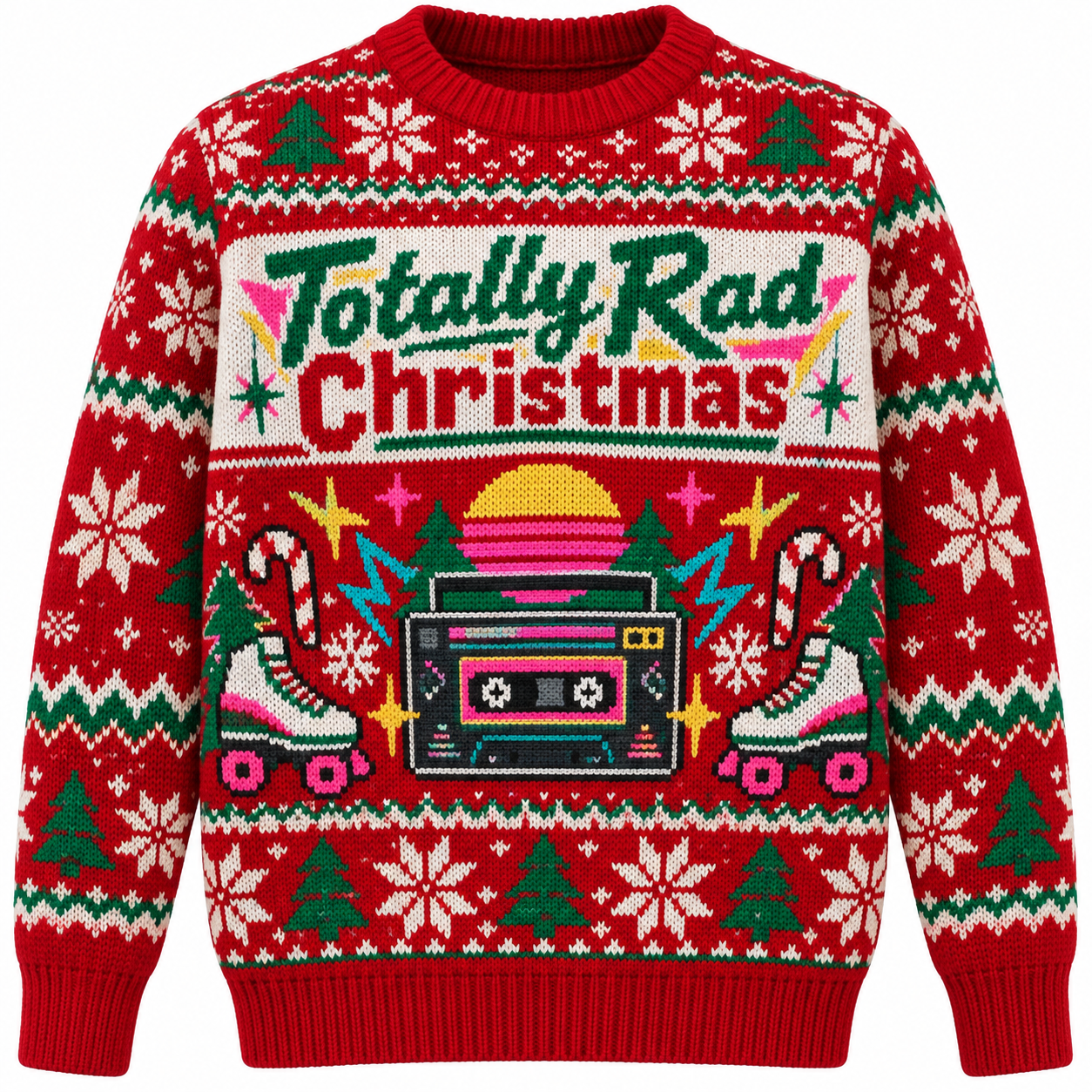 [popular-sweater:PX-15-01:front] Totally Rad Christmas Ugly Christmas Sweatshirt - Front view