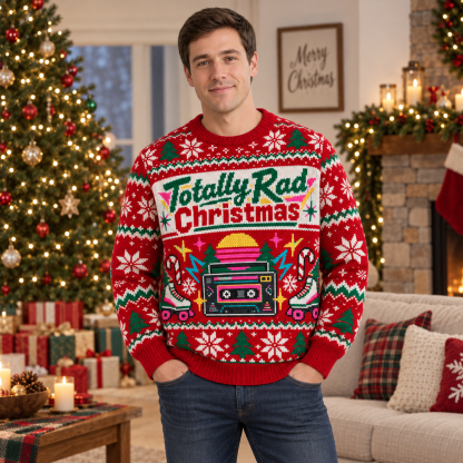 [popular-sweater:PX-15-01:male] Totally Rad Christmas Ugly Christmas Sweatshirt - Male view