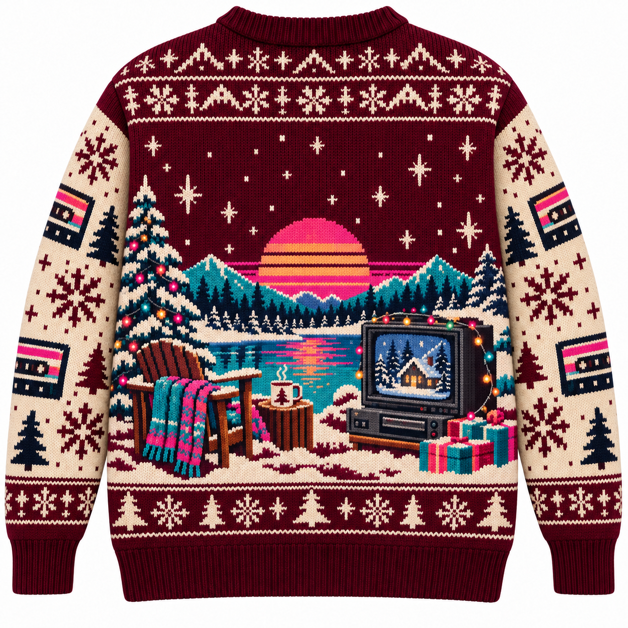 [popular-sweater:PX-15-04:back] Neon Noel Ugly Christmas Sweatshirt - Back view