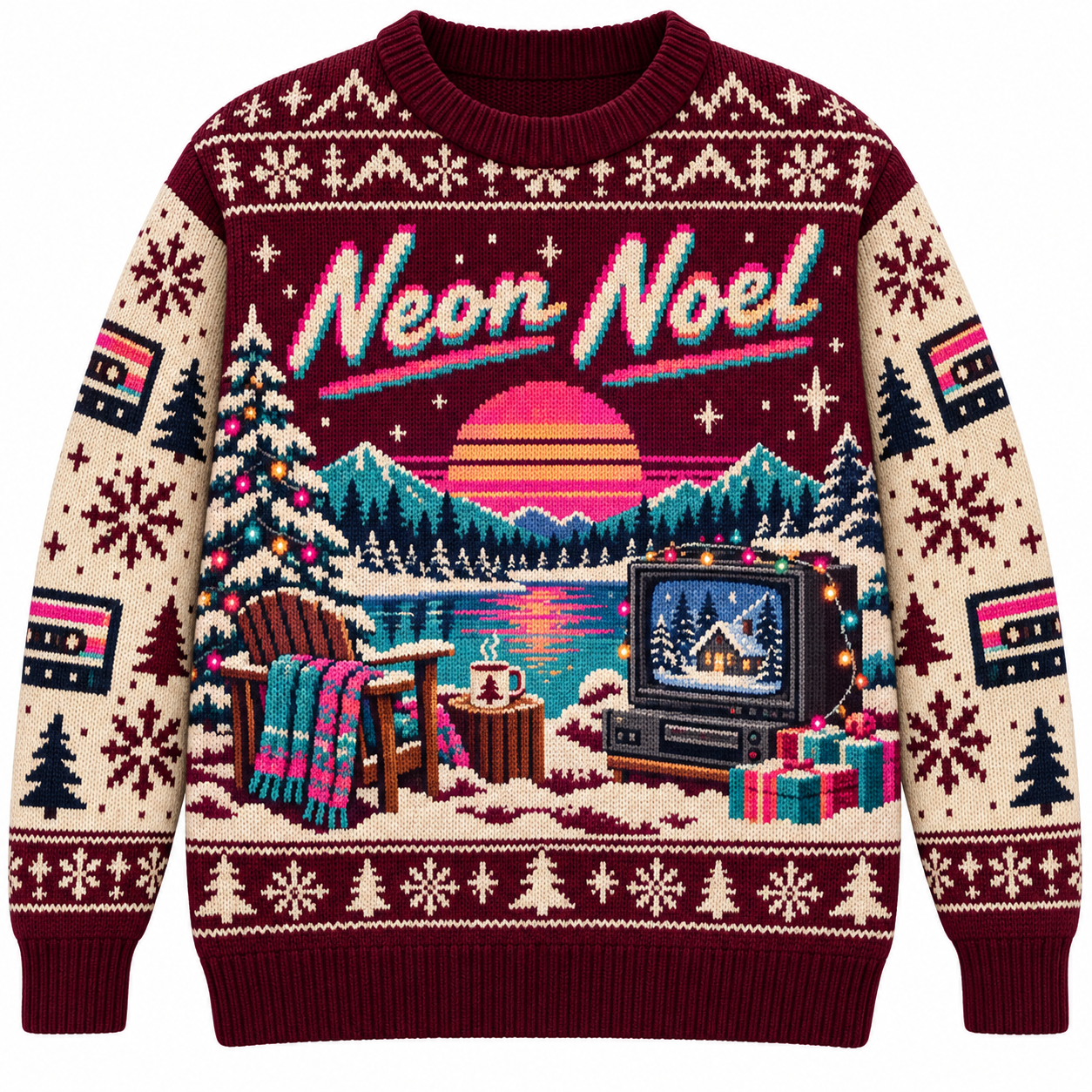 [popular-sweater:PX-15-04:front] Neon Noel Ugly Christmas Sweatshirt - Front view