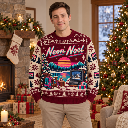 [popular-sweater:PX-15-04:male] Neon Noel Ugly Christmas Sweatshirt - Male view
