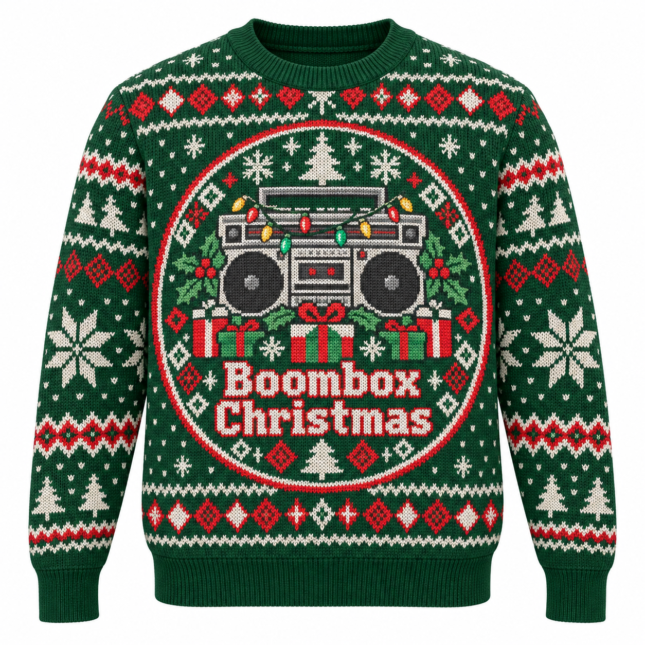 [popular-sweater:PX-15-05:front] Boombox Christmas Ugly Christmas Sweatshirt - Front view