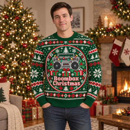 [popular-sweater:PX-15-05:male] Boombox Christmas Ugly Christmas Sweatshirt - Male view