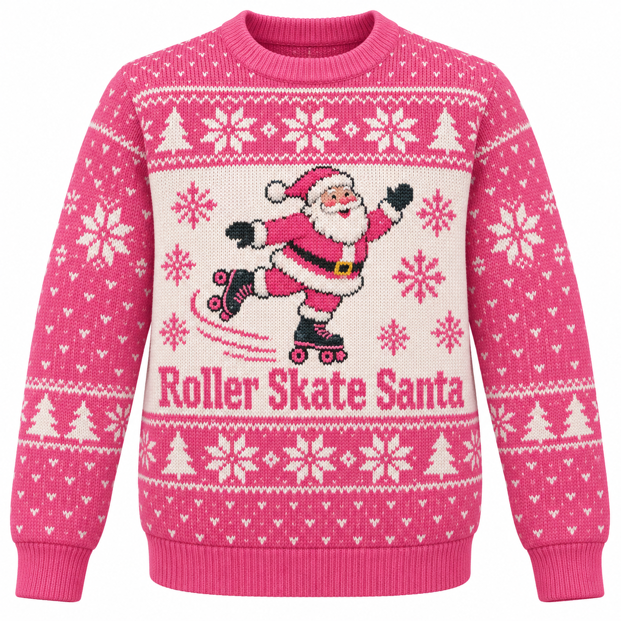 [popular-sweater:PX-15-06:front] Roller Skate Santa Ugly Christmas Sweatshirt - Front view