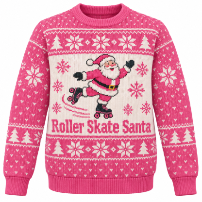[popular-sweater:PX-15-06:front] Roller Skate Santa Ugly Christmas Sweatshirt - Front view