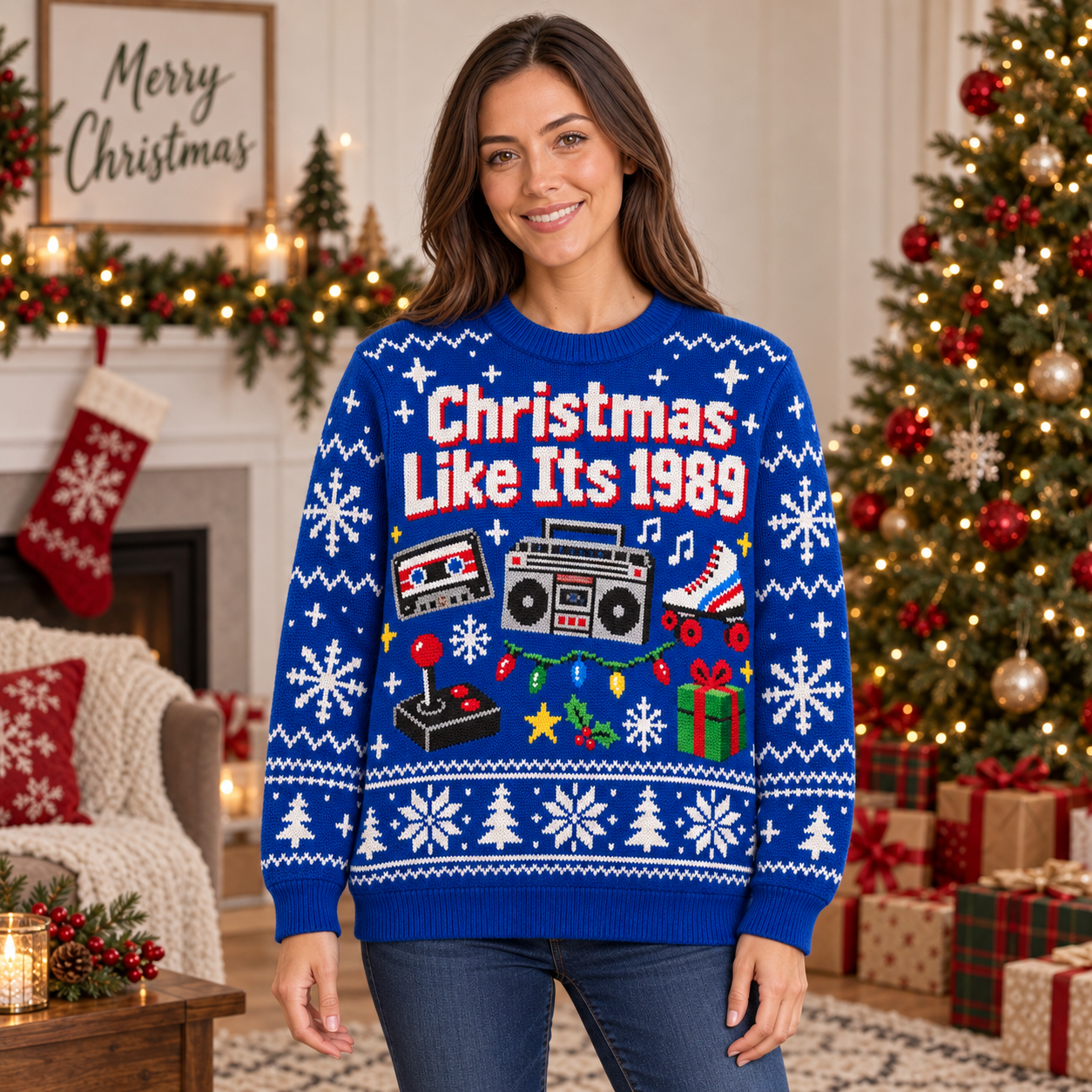 [popular-sweater:PX-15-08:female] Christmas Like Its 1989 Ugly Christmas Sweatshirt - Female view