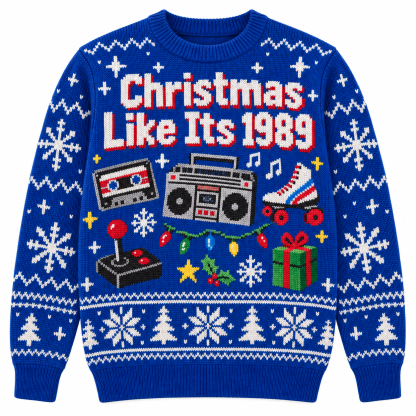 [popular-sweater:PX-15-08:front] Christmas Like Its 1989 Ugly Christmas Sweatshirt - Front view
