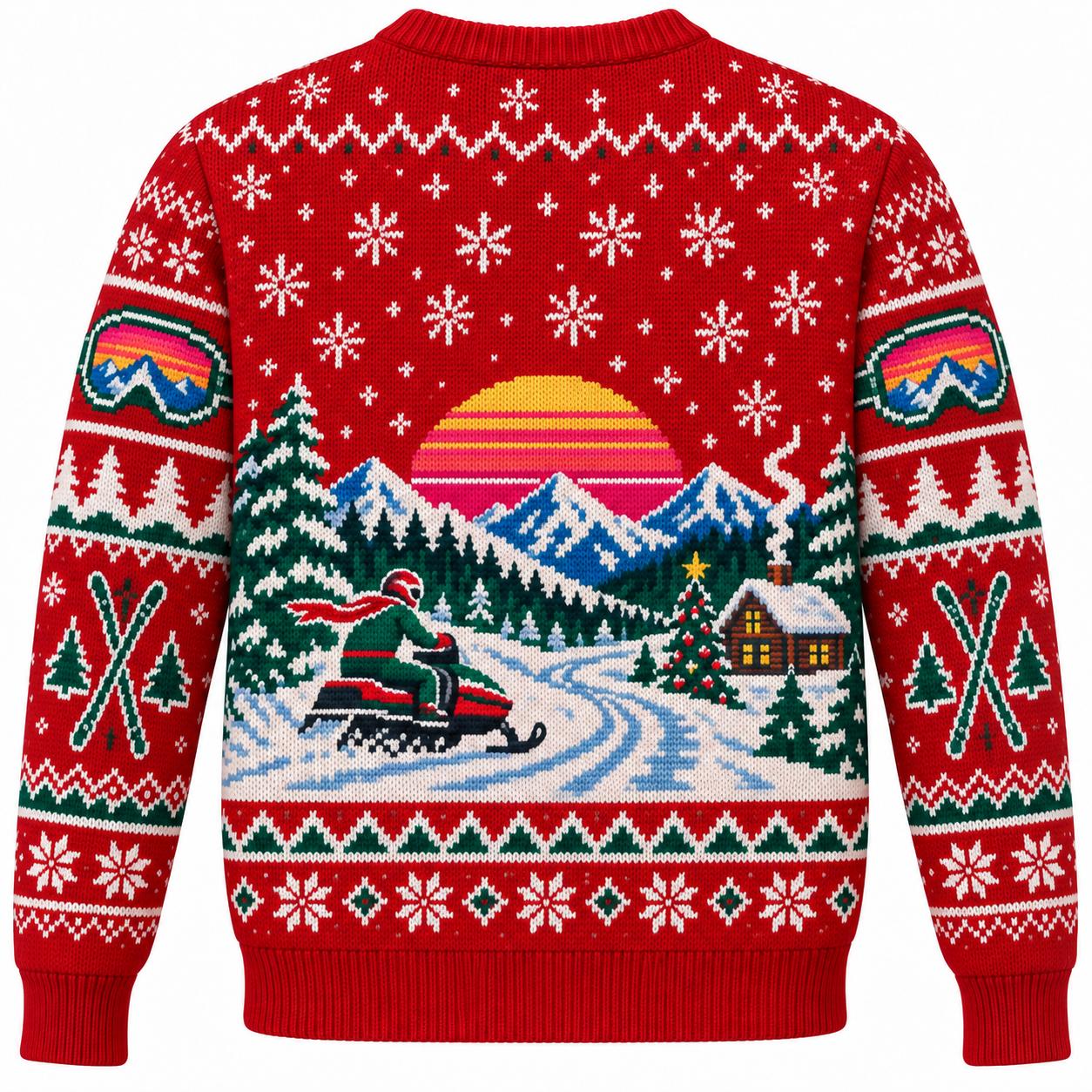 [popular-sweater:PX-15-09:back] Totally Tubular Tidings Ugly Christmas Sweatshirt - Back view