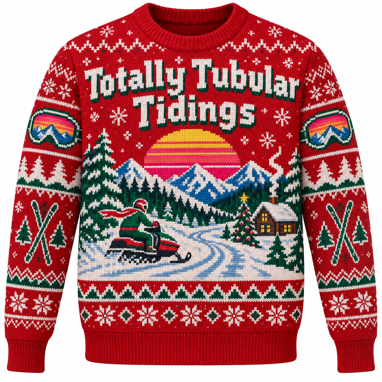 [popular-sweater:PX-15-09:front] Totally Tubular Tidings Ugly Christmas Sweatshirt - Front view