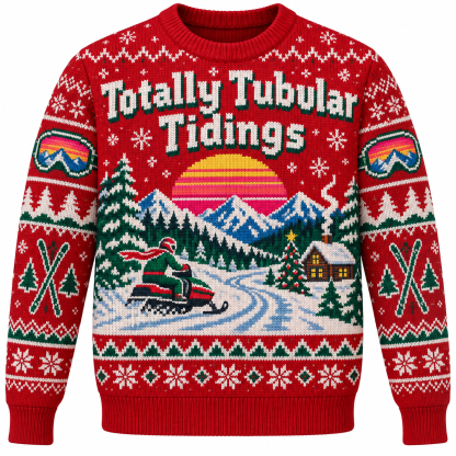 [popular-sweater:PX-15-09:front] Totally Tubular Tidings Ugly Christmas Sweatshirt - Front view