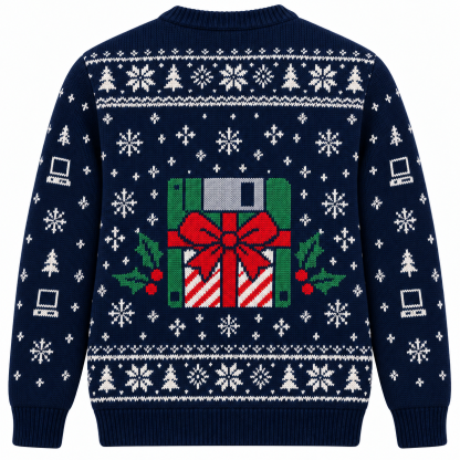 [popular-sweater:PX-15-11:back] Floppy Disk Christmas Ugly Christmas Sweatshirt - Back view