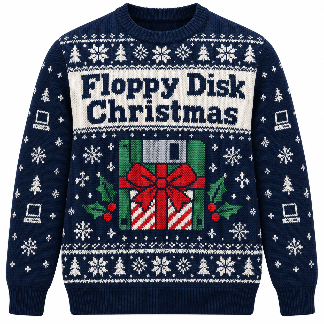 [popular-sweater:PX-15-11:front] Floppy Disk Christmas Ugly Christmas Sweatshirt - Front view