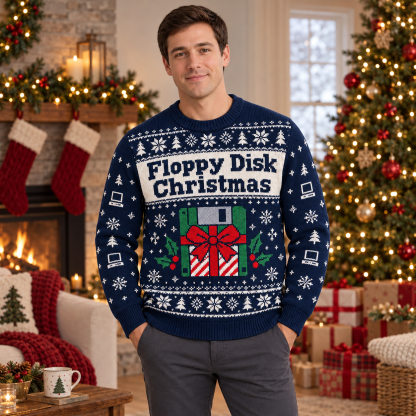 [popular-sweater:PX-15-11:male] Floppy Disk Christmas Ugly Christmas Sweatshirt - Male view