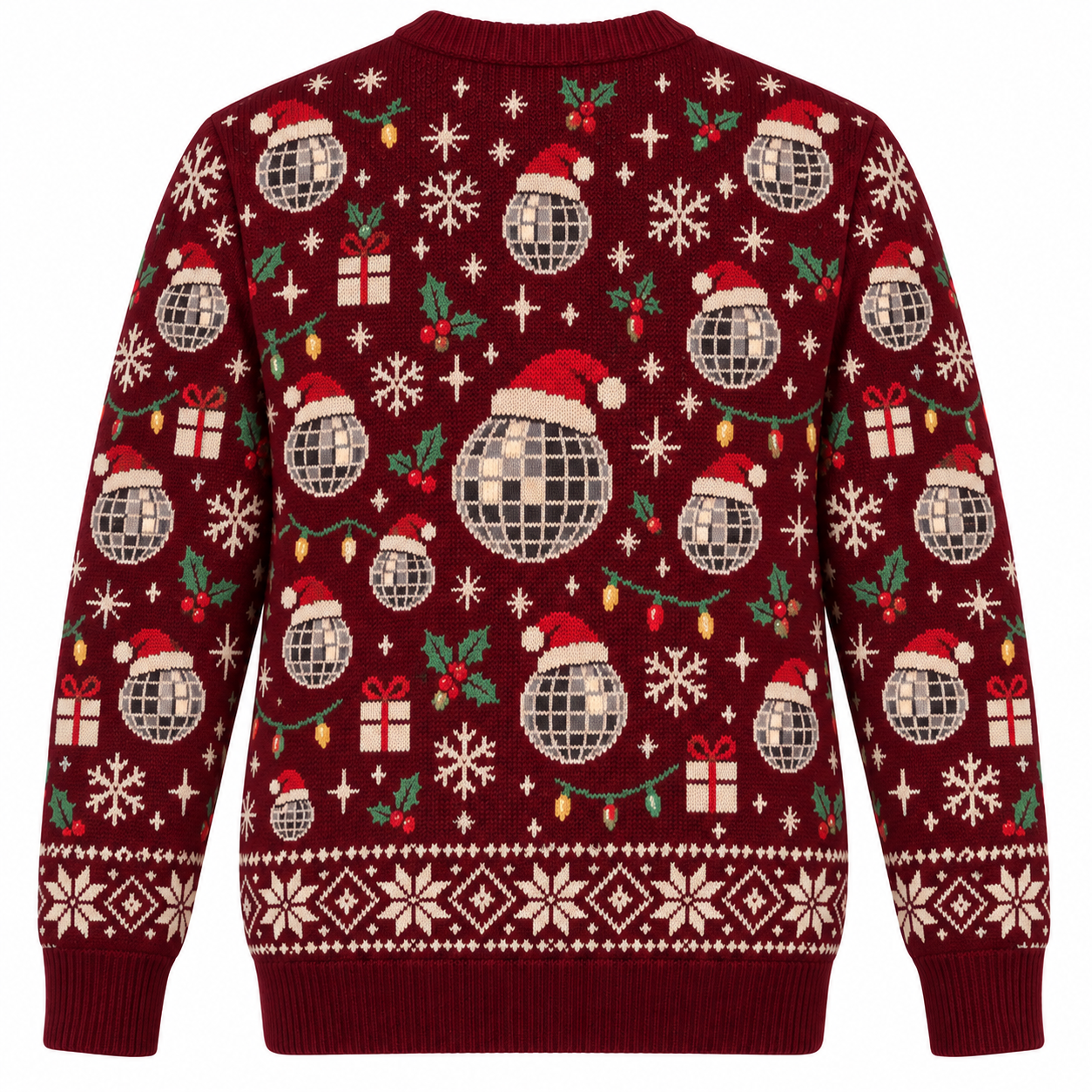 [popular-sweater:PX-15-12:back] Disco Ball Christmas Ugly Christmas Sweatshirt - Back view