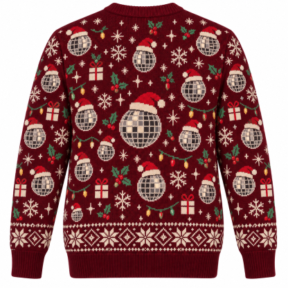 [popular-sweater:PX-15-12:back] Disco Ball Christmas Ugly Christmas Sweatshirt - Back view