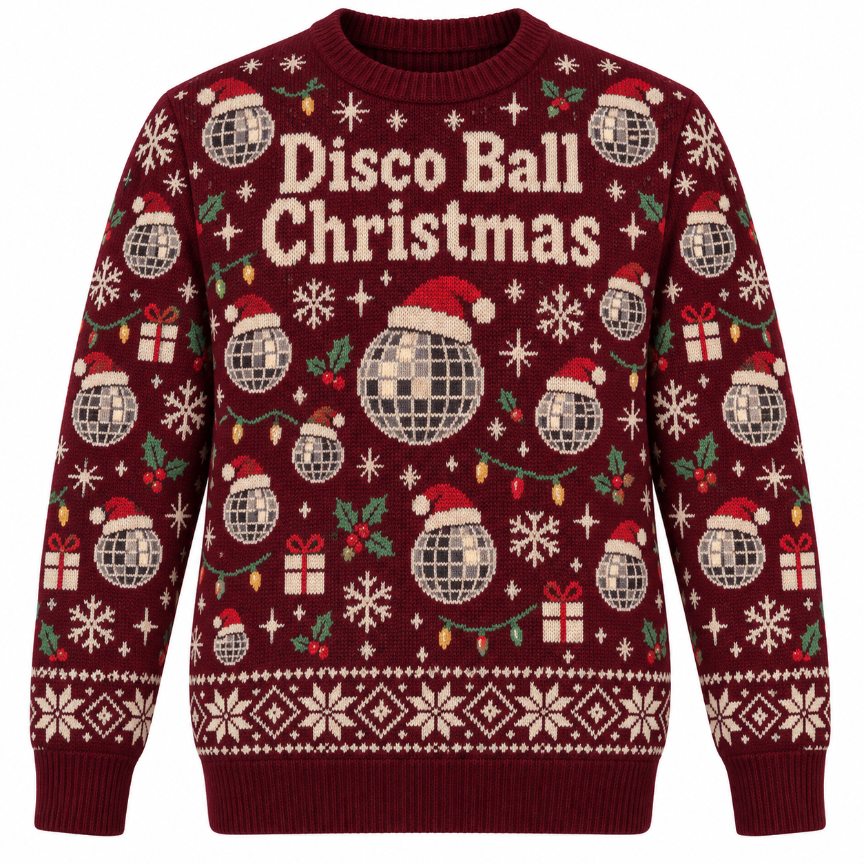 [popular-sweater:PX-15-12:front] Disco Ball Christmas Ugly Christmas Sweatshirt - Front view