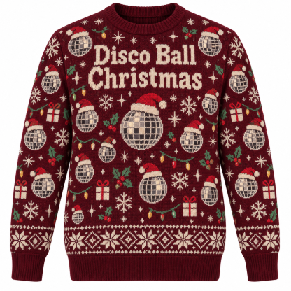 [popular-sweater:PX-15-12:front] Disco Ball Christmas Ugly Christmas Sweatshirt - Front view