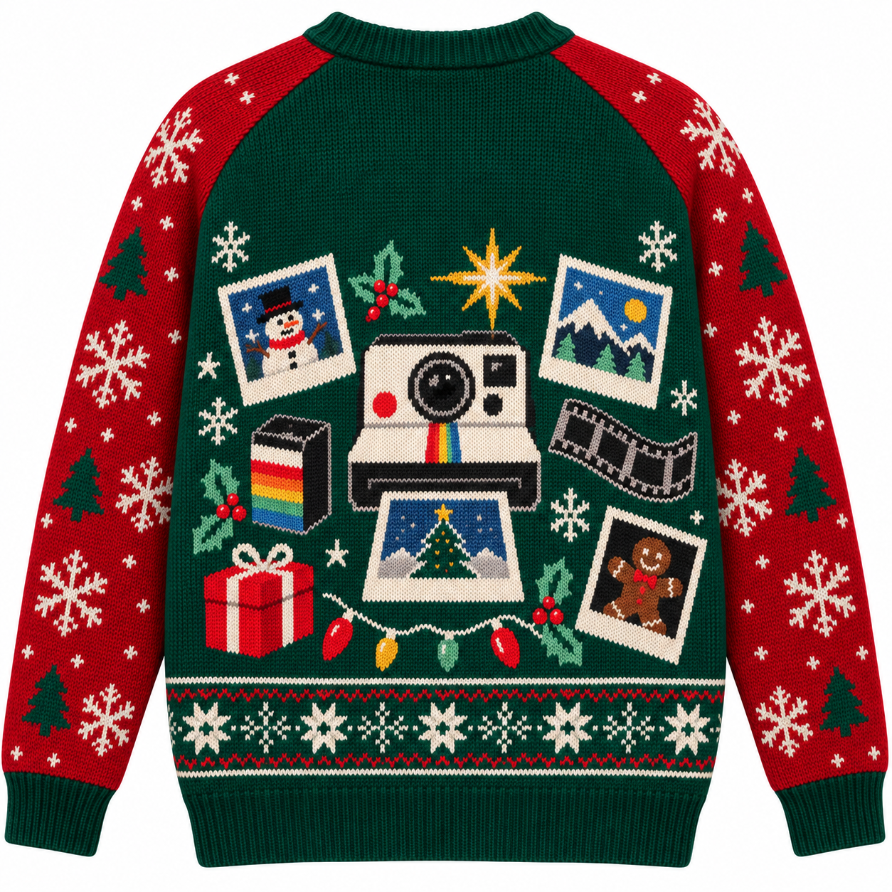 [popular-sweater:PX-15-13:back] Instant Camera Christmas Ugly Christmas Sweatshirt - Back view