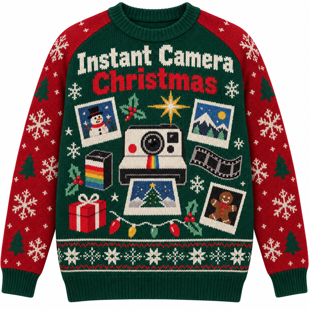[popular-sweater:PX-15-13:front] Instant Camera Christmas Ugly Christmas Sweatshirt - Front view