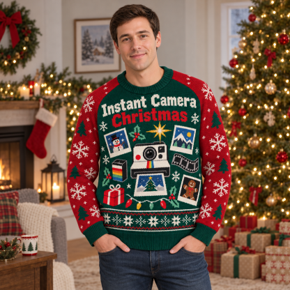[popular-sweater:PX-15-13:male] Instant Camera Christmas Ugly Christmas Sweatshirt - Male view