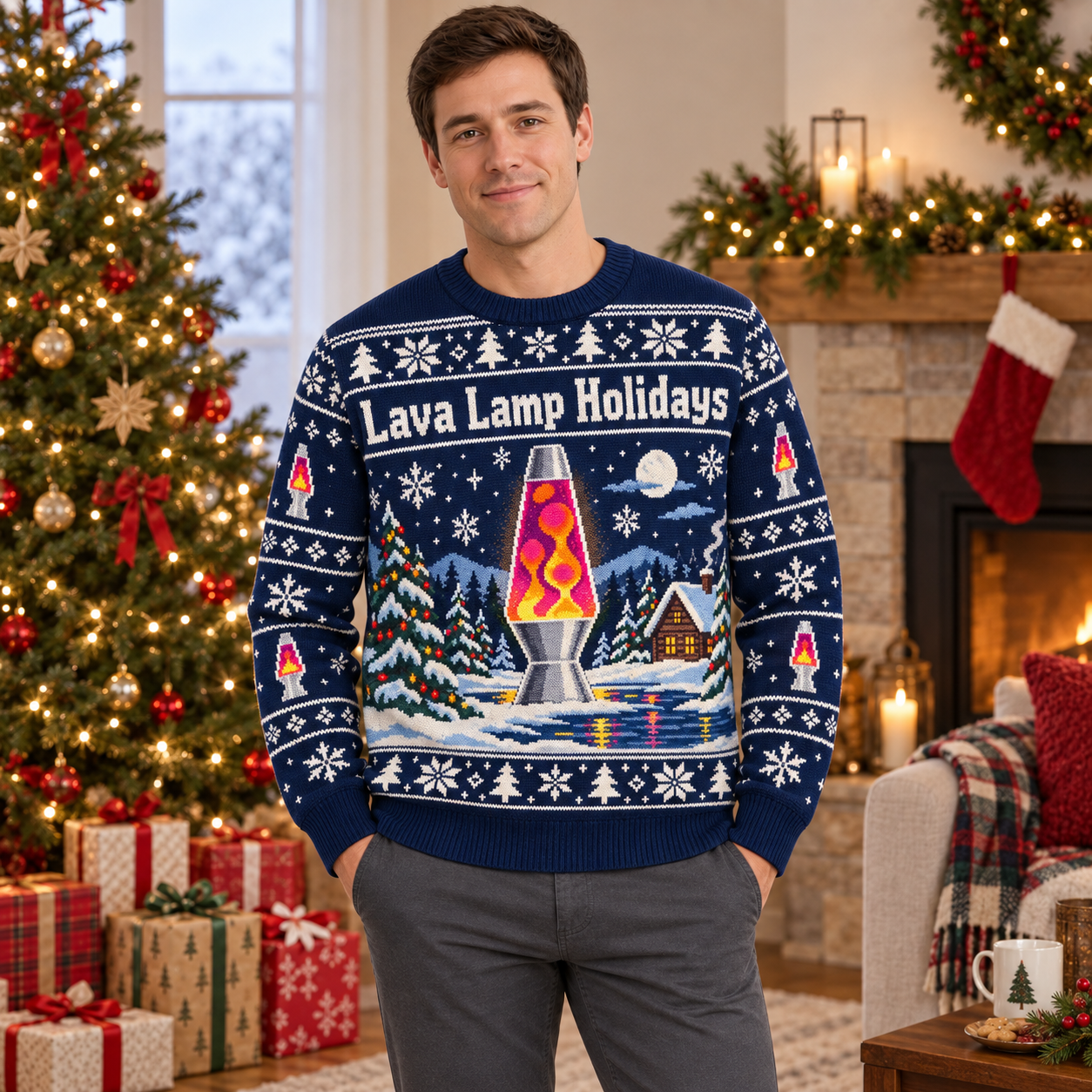 [popular-sweater:PX-15-19:male] Lava Lamp Holidays Ugly Christmas Sweatshirt - Male view