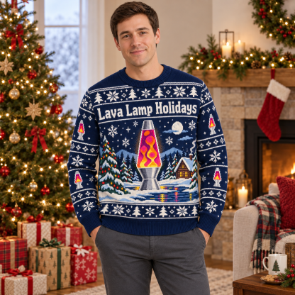 [popular-sweater:PX-15-19:male] Lava Lamp Holidays Ugly Christmas Sweatshirt - Male view
