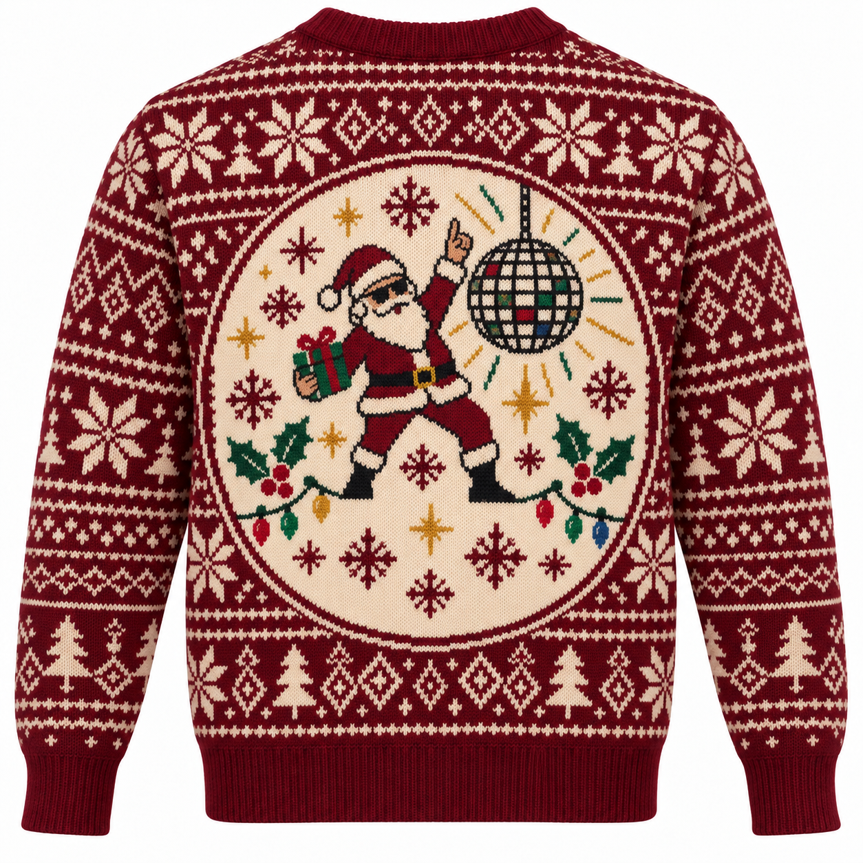[popular-sweater:PX-15-20:back] Disco Santa Ugly Christmas Sweatshirt - Back view