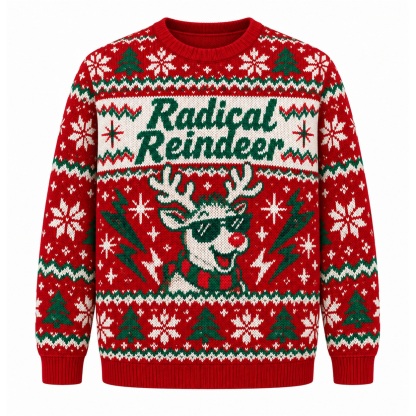 [popular-sweater:PX-15-21:front] Radical Reindeer Ugly Christmas Sweatshirt - Front view