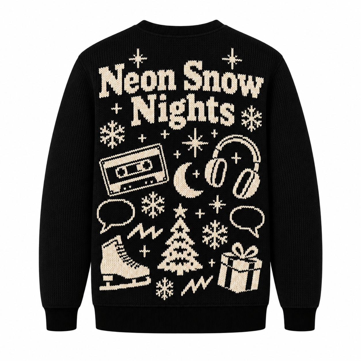 [popular-sweater:PX-15-22:back] Neon Snow Nights Ugly Christmas Sweatshirt - Back view