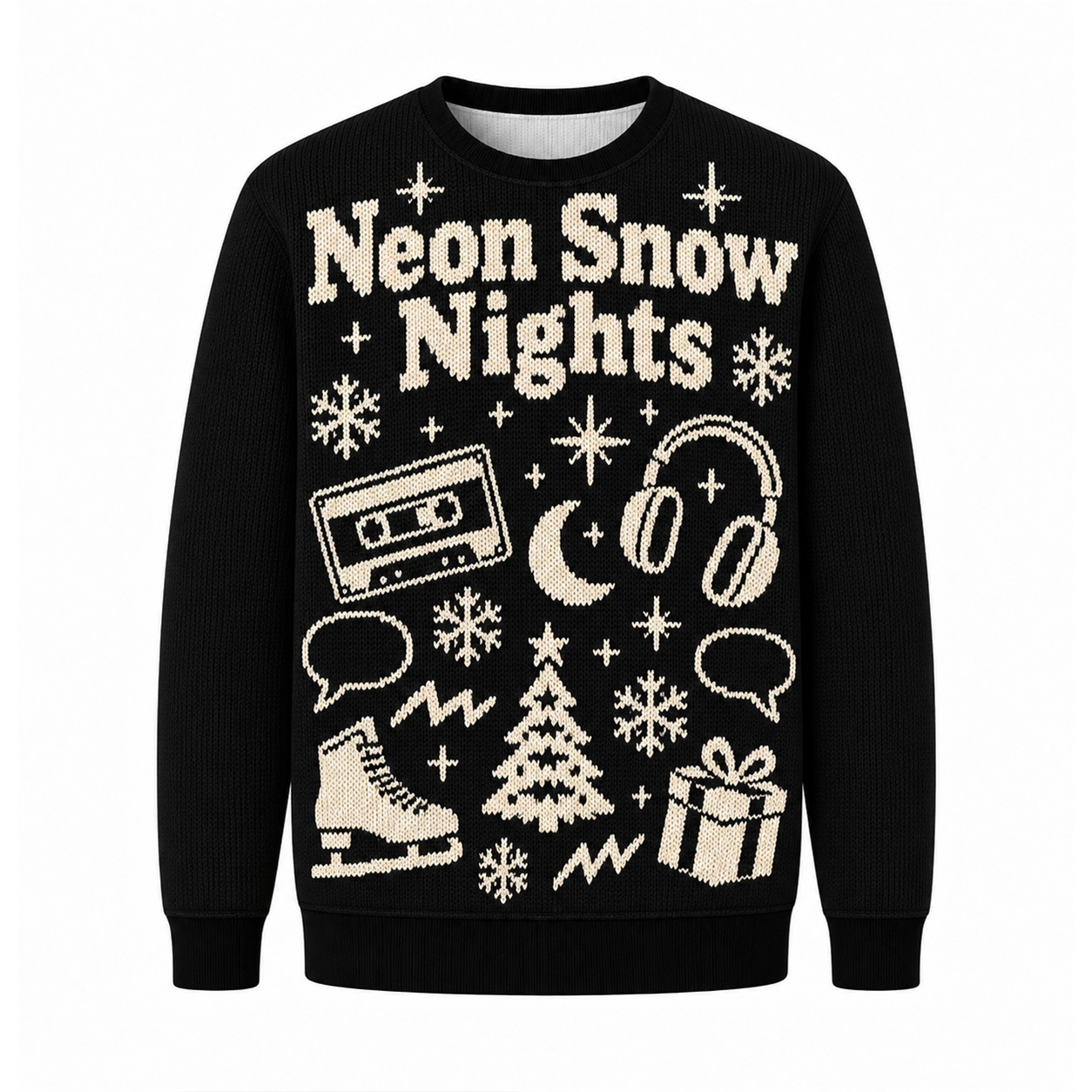 [popular-sweater:PX-15-22:front] Neon Snow Nights Ugly Christmas Sweatshirt - Front view