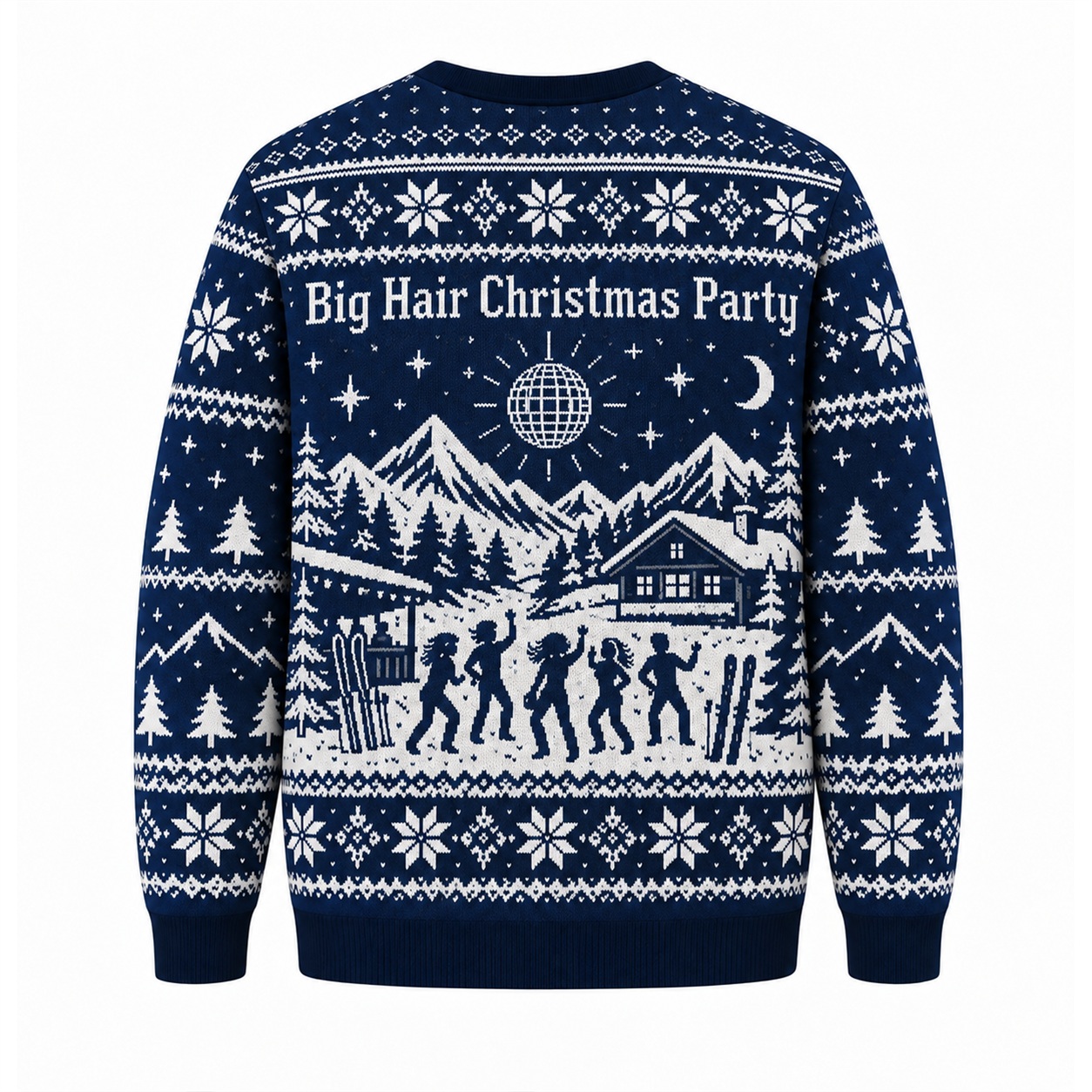 [popular-sweater:PX-15-23:back] Big Hair Christmas Party Ugly Christmas Sweatshirt - Back view